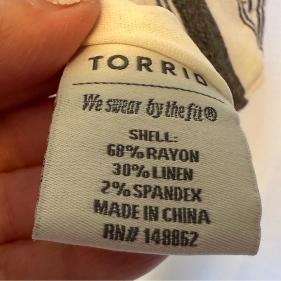 TORRID Striped Linen Blend Blazer Womens Plus Sz 1 1X Lined Pockets Two Buttons - Picture 5 of 12